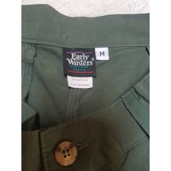 Early Winters Womens Medium High Rise Pleated Cropped Capri Pants Green Casual - Picture 3 of 7
